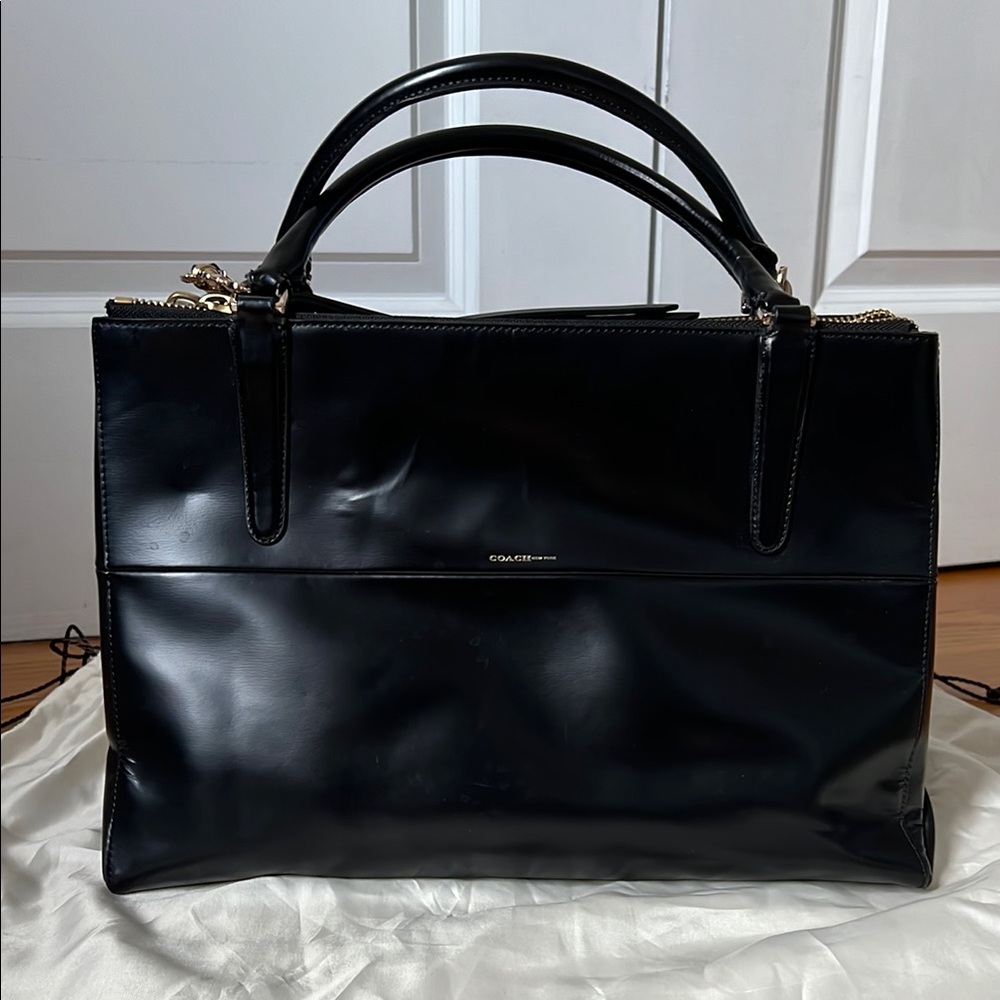 Coach Borough Bag - Black Leather with GHW